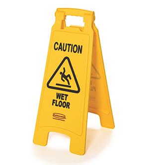 CAUTION WET FLOOR FOLD UP WARNING SIGN - Tagged Gloves